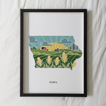 Iowa Physical Art Print | State Wall Art | 5x7, 8x10, 11x14, 16x20" Archival Art Print | Iowa Illustrated Poster