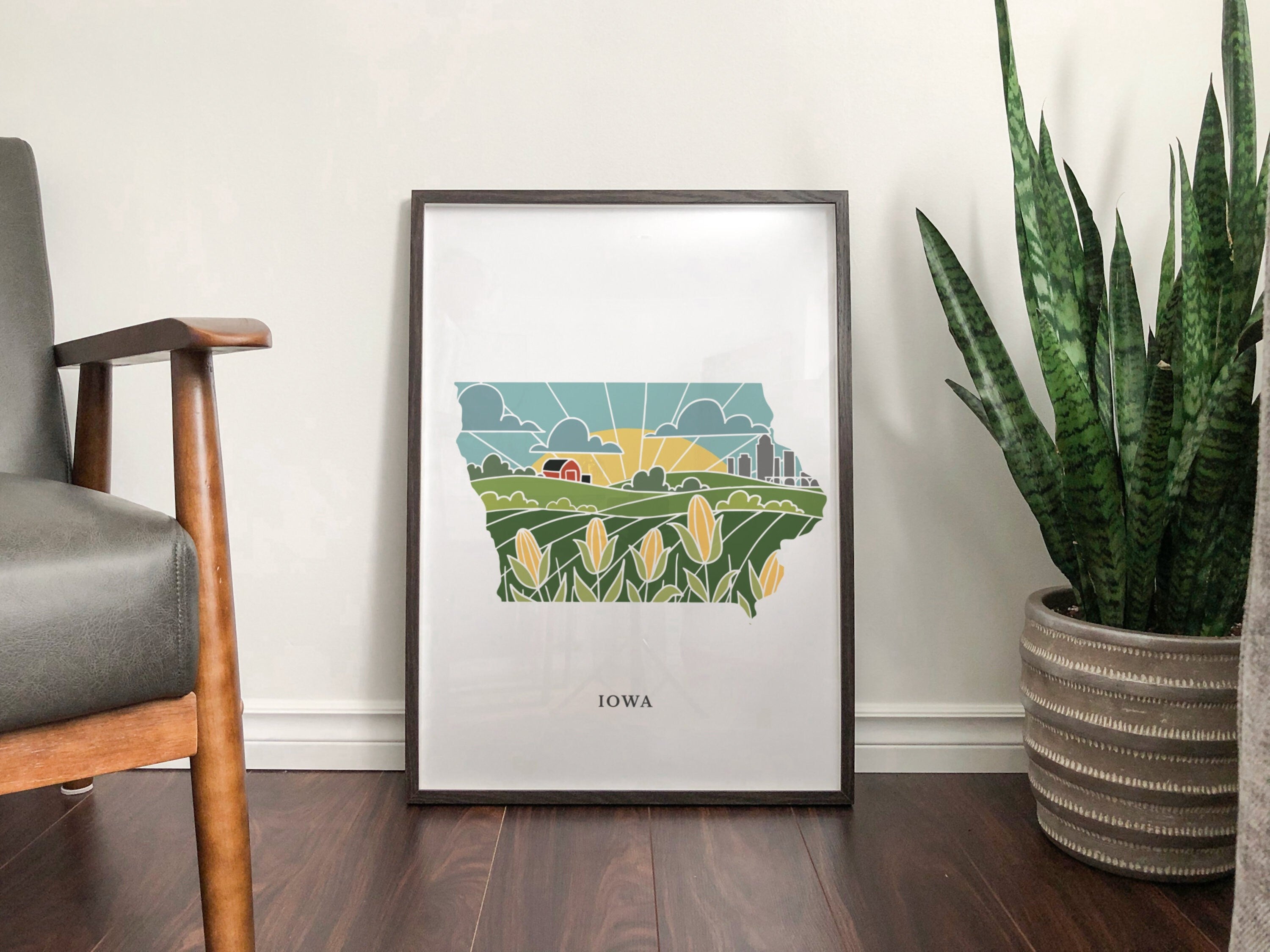 Iowa Physical Art Print | State Wall Art | 5x7, 8x10, 11x14, 16x20" Archival Art Print | Iowa Illustrated Poster