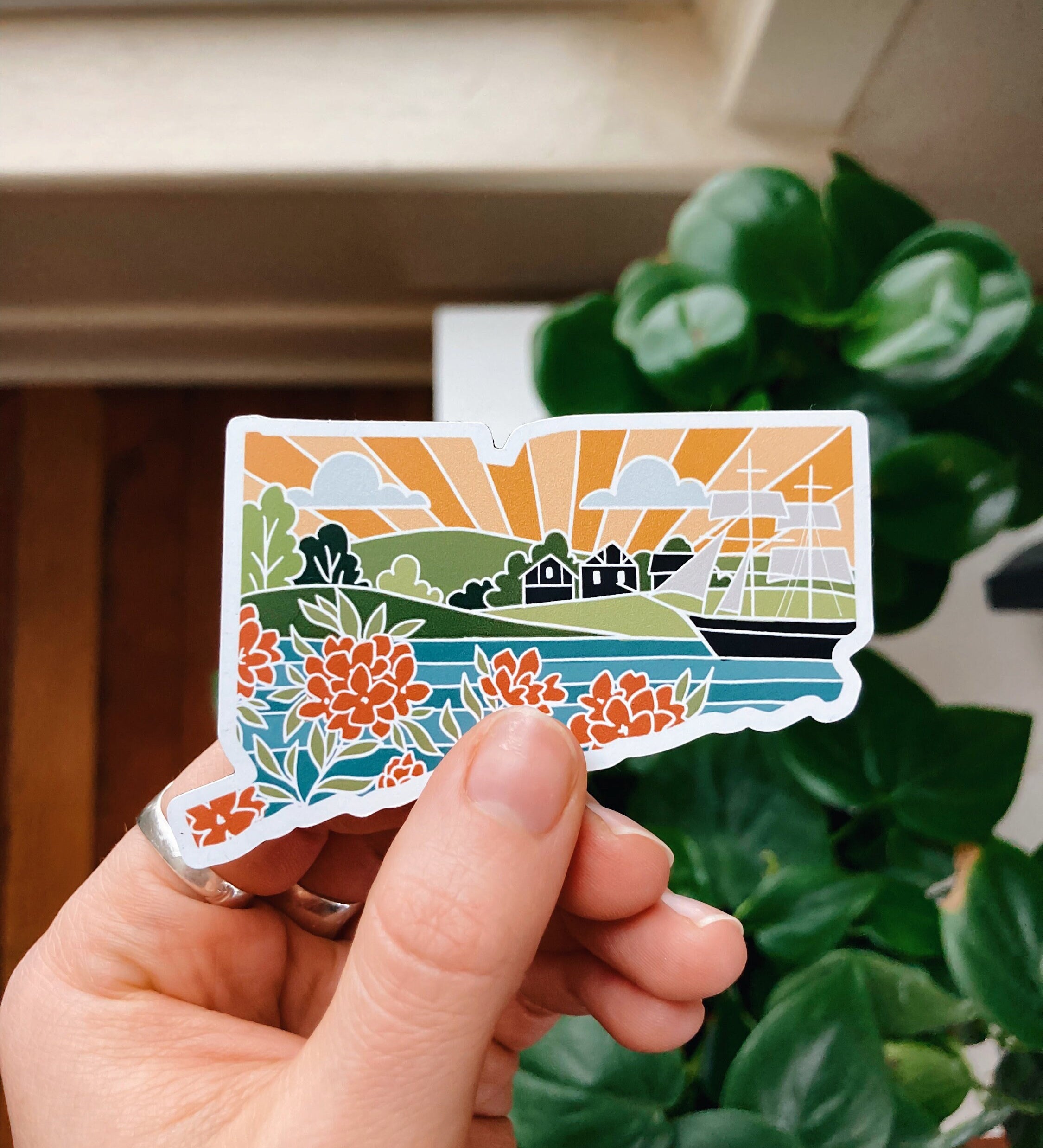 Connecticut Car Magnet | Weatherproof State Magnet | Outdoorsy Magnet | Locker Magnet | Fridge Magnet | Lightweight Magnet | 3"