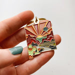 New Mexico Gold Enamel Keychain | New Mexico State Key Ring | Soft Enamel Illustrated State Keychain 1.5"