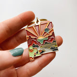 New Mexico Gold Enamel Keychain | New Mexico State Key Ring | Soft Enamel Illustrated State Keychain 1.5"