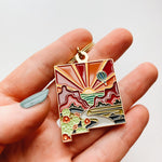 New Mexico Gold Enamel Keychain | New Mexico State Key Ring | Soft Enamel Illustrated State Keychain 1.5"