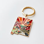 New Mexico Gold Enamel Keychain | New Mexico State Key Ring | Soft Enamel Illustrated State Keychain 1.5"