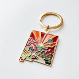 New Mexico Gold Enamel Keychain | New Mexico State Key Ring | Soft Enamel Illustrated State Keychain 1.5"