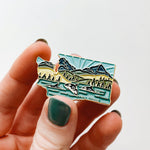 Washington Enamel Pin | Gold Soft Enamel Pin | Illustrated United State Pin | Butterfly Clasp | 1.25"