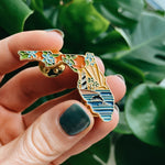 Florida Enamel Pin | Gold Soft Enamel Pin | Illustrated United State Pin | Butterfly Clasp | 1.25"