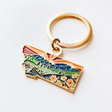 Montana Gold Enamel Keychain | Montana State Key Ring | Soft Enamel Illustrated State Keychain 1.5"