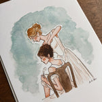 Pride & Prejudice Jane and Lizzie Greeting Card | Jane Austen Watercolor | Blank Stationary | Literary Greeting Card | Individual Card