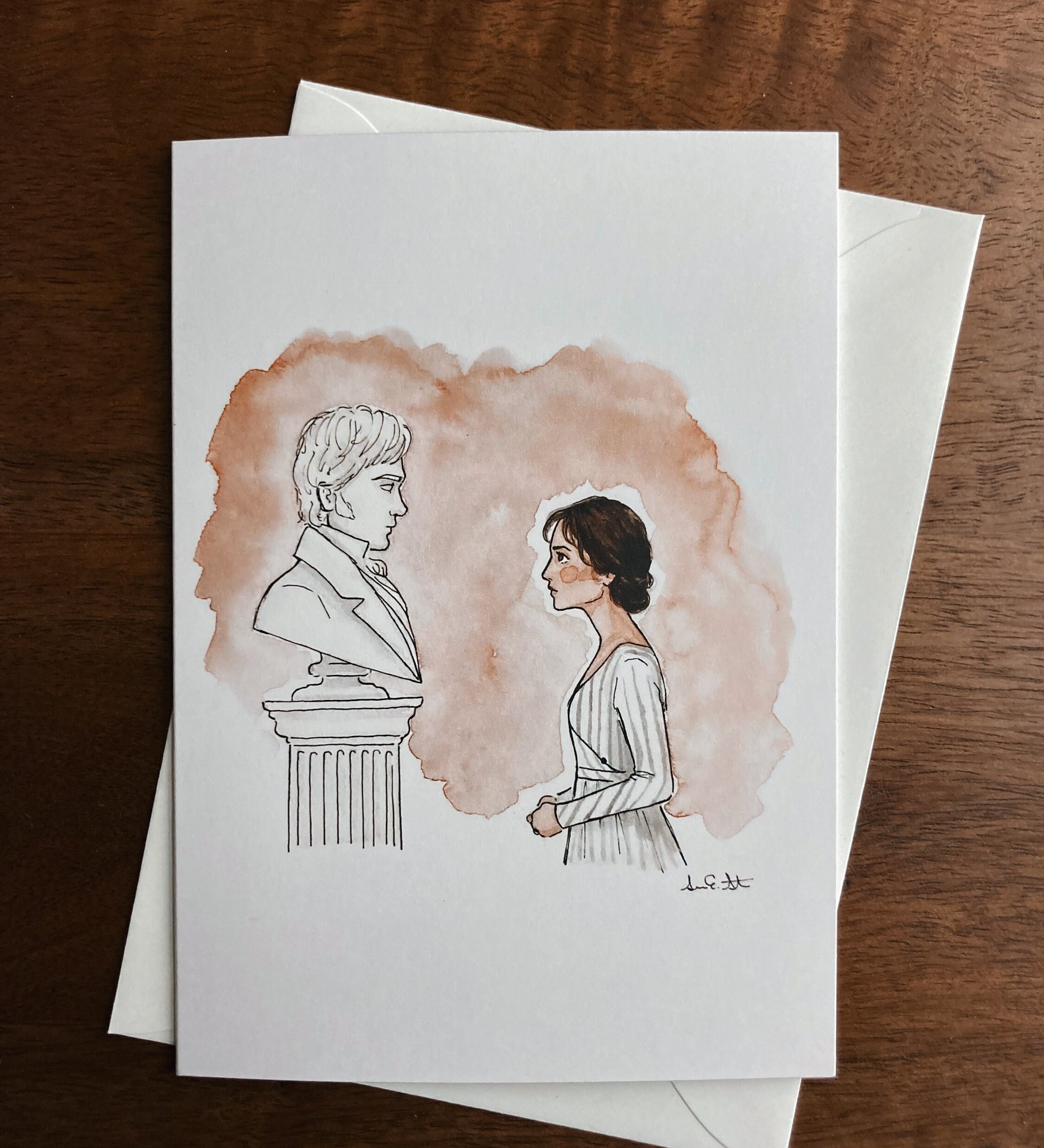 Pride & Prejudice Greeting Card | Jane Austen Watercolor | Blank Stationary | Literary Greeting Card | Elizabeth and Darcy | Individual Card