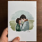 Pride & Prejudice Greeting Card | Jane Austen Watercolor | Blank Stationary | Literary Greeting Card | Elizabeth and Darcy | Individual Card
