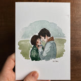 Pride & Prejudice Greeting Card | Jane Austen Watercolor | Blank Stationary | Literary Greeting Card | Elizabeth and Darcy | Individual Card