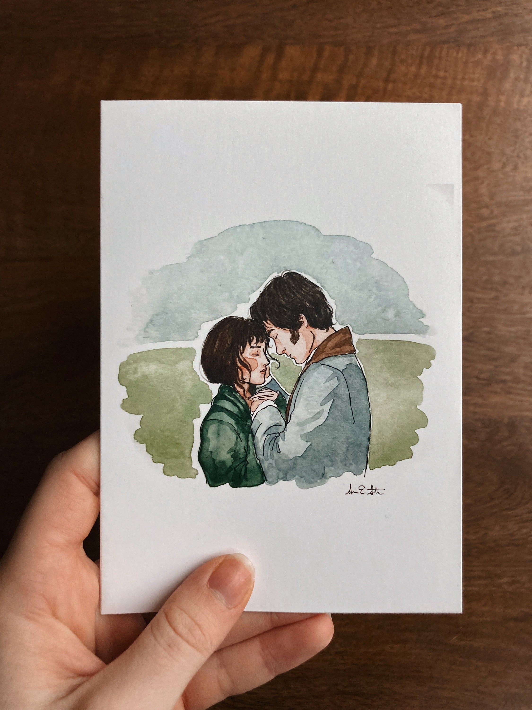 Pride & Prejudice Greeting Card | Jane Austen Watercolor | Blank Stationary | Literary Greeting Card | Elizabeth and Darcy | Individual Card
