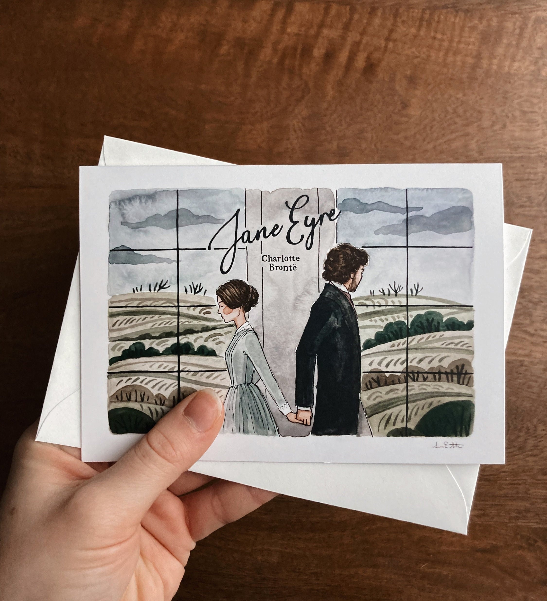 Jane Eyre Greeting Card | Charlotte Bronte Watercolor | Blank Stationary | Literary Greeting Card | Jane and Rochester | Individual Card