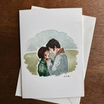 Pride & Prejudice Greeting Card | Jane Austen Watercolor | Blank Stationary | Literary Greeting Card | Elizabeth and Darcy | Individual Card