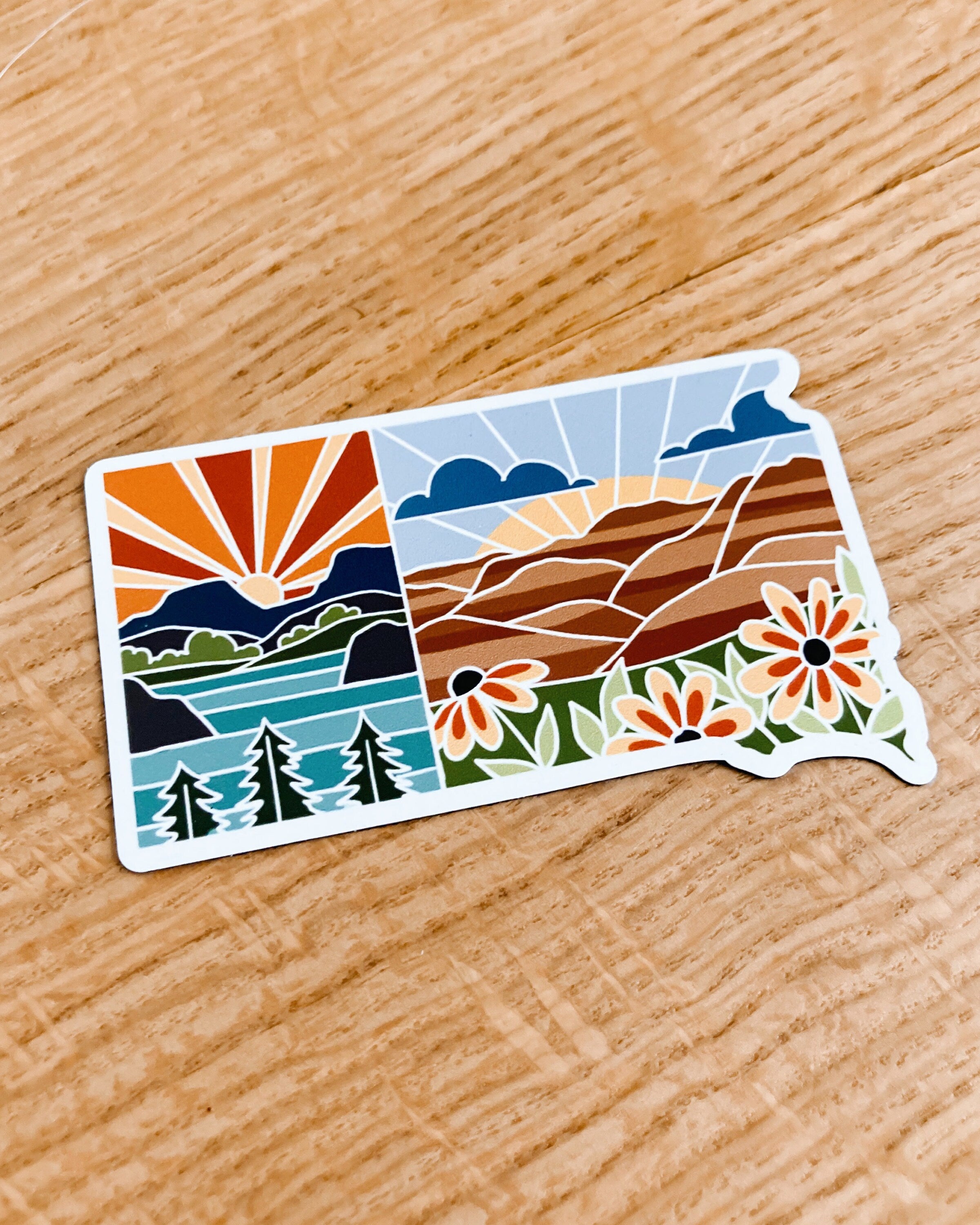 South Dakota Car Magnet | Weatherproof State Magnet | Outdoorsy Magnet | Locker Magnet | Fridge Magnet | Lightweight Magnet | 3"