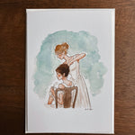 Pride & Prejudice Jane and Lizzie Greeting Card | Jane Austen Watercolor | Blank Stationary | Literary Greeting Card | Individual Card