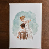 Pride & Prejudice Jane and Lizzie Greeting Card | Jane Austen Watercolor | Blank Stationary | Literary Greeting Card | Individual Card