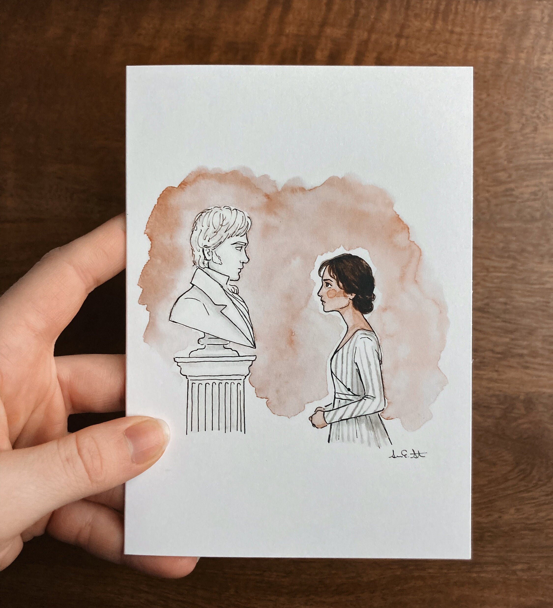 Pride & Prejudice Greeting Card | Jane Austen Watercolor | Blank Stationary | Literary Greeting Card | Elizabeth and Darcy | Individual Card