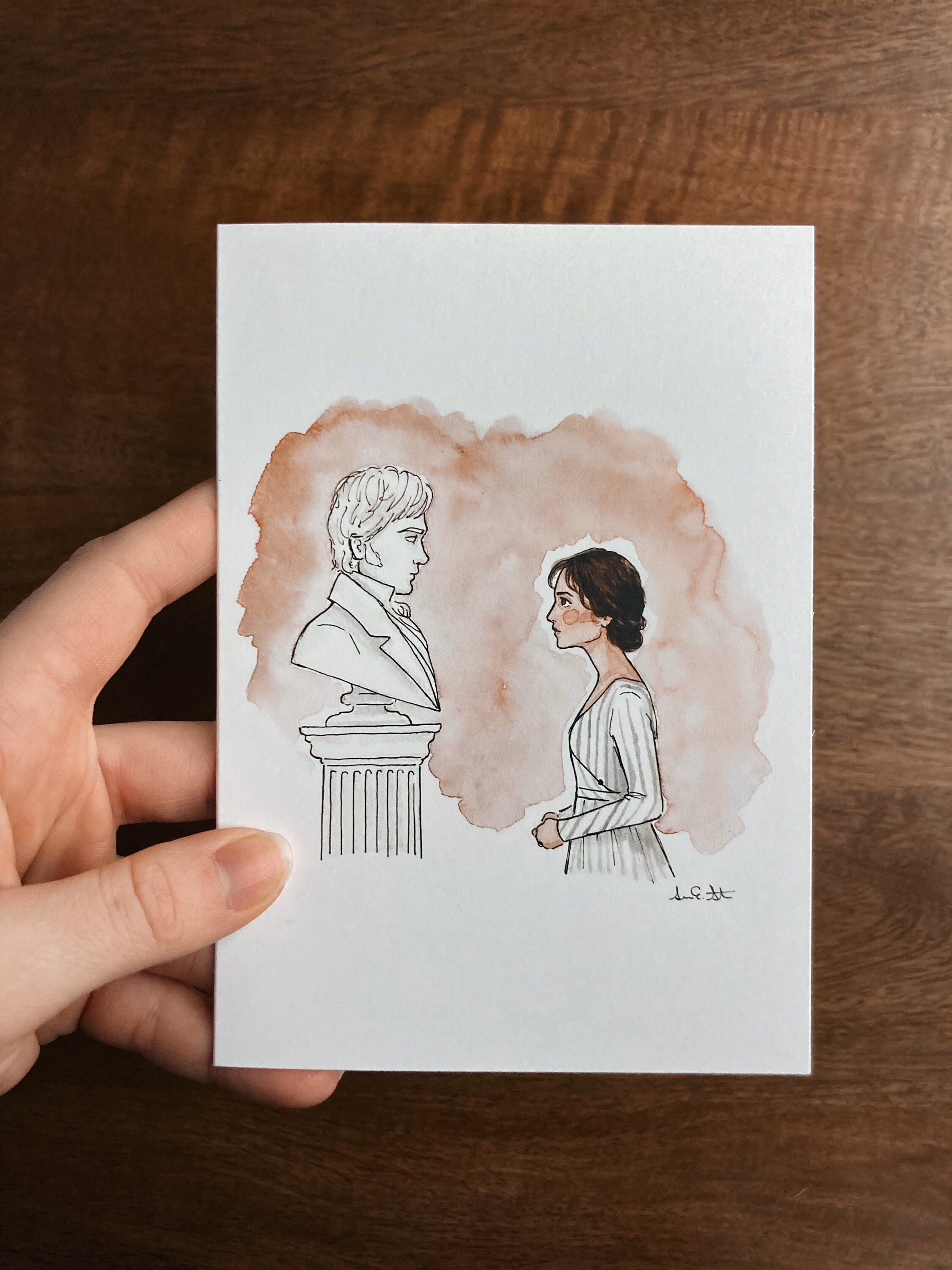Pride & Prejudice Greeting Card | Jane Austen Watercolor | Blank Stationary | Literary Greeting Card | Elizabeth and Darcy | Individual Card