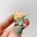 Minnesota Enamel Pin | Gold Soft Enamel Pin | Illustrated United State Pin | Butterfly Clasp | 1.25"