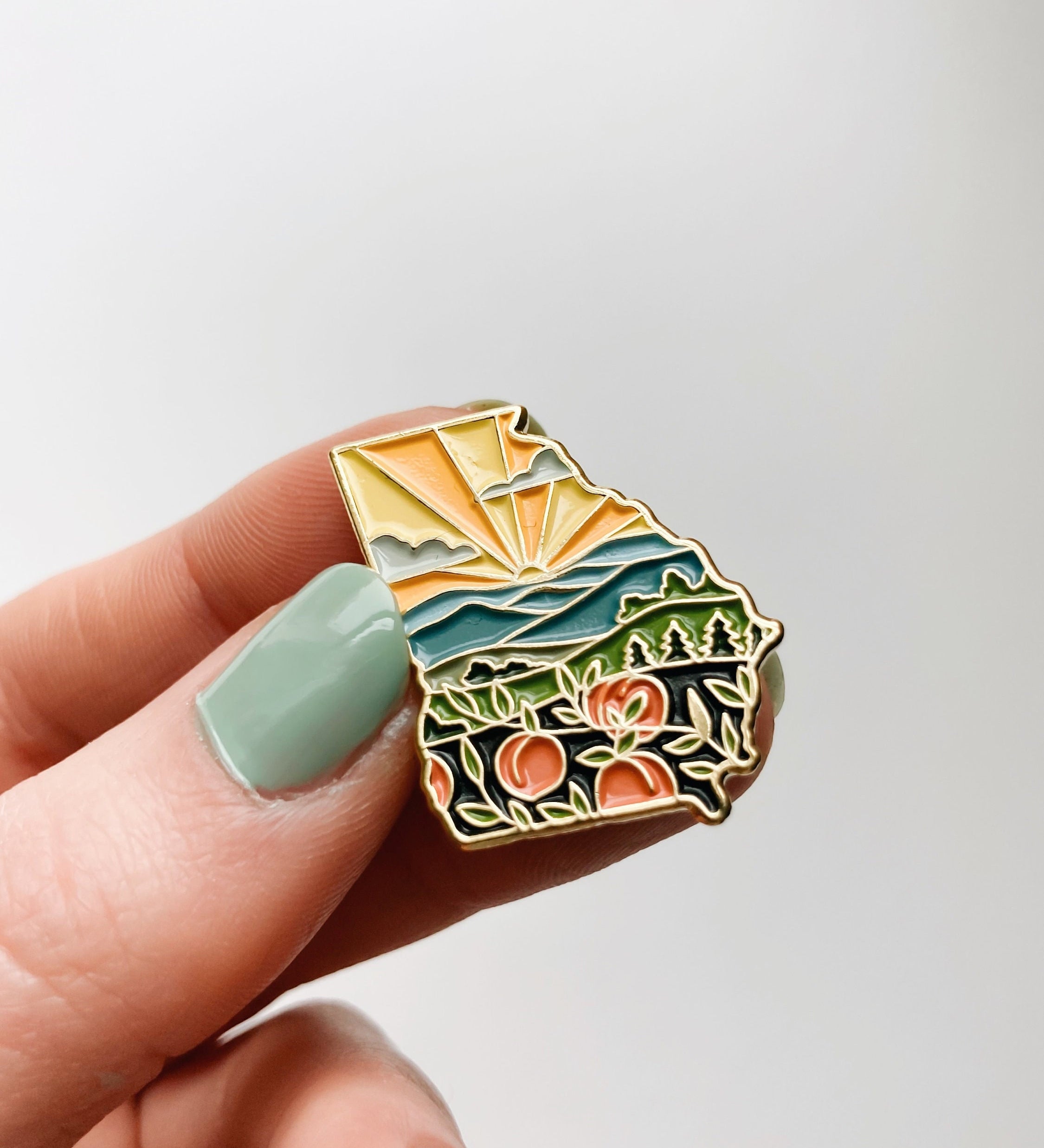 Georgia Enamel Pin | Gold Soft Enamel Pin | Illustrated United State Pin | Butterfly Clasp | 1.25"
