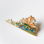Virginia Enamel Pin | Gold Soft Enamel Pin | Illustrated United State Pin | Butterfly Clasp | 1.25"