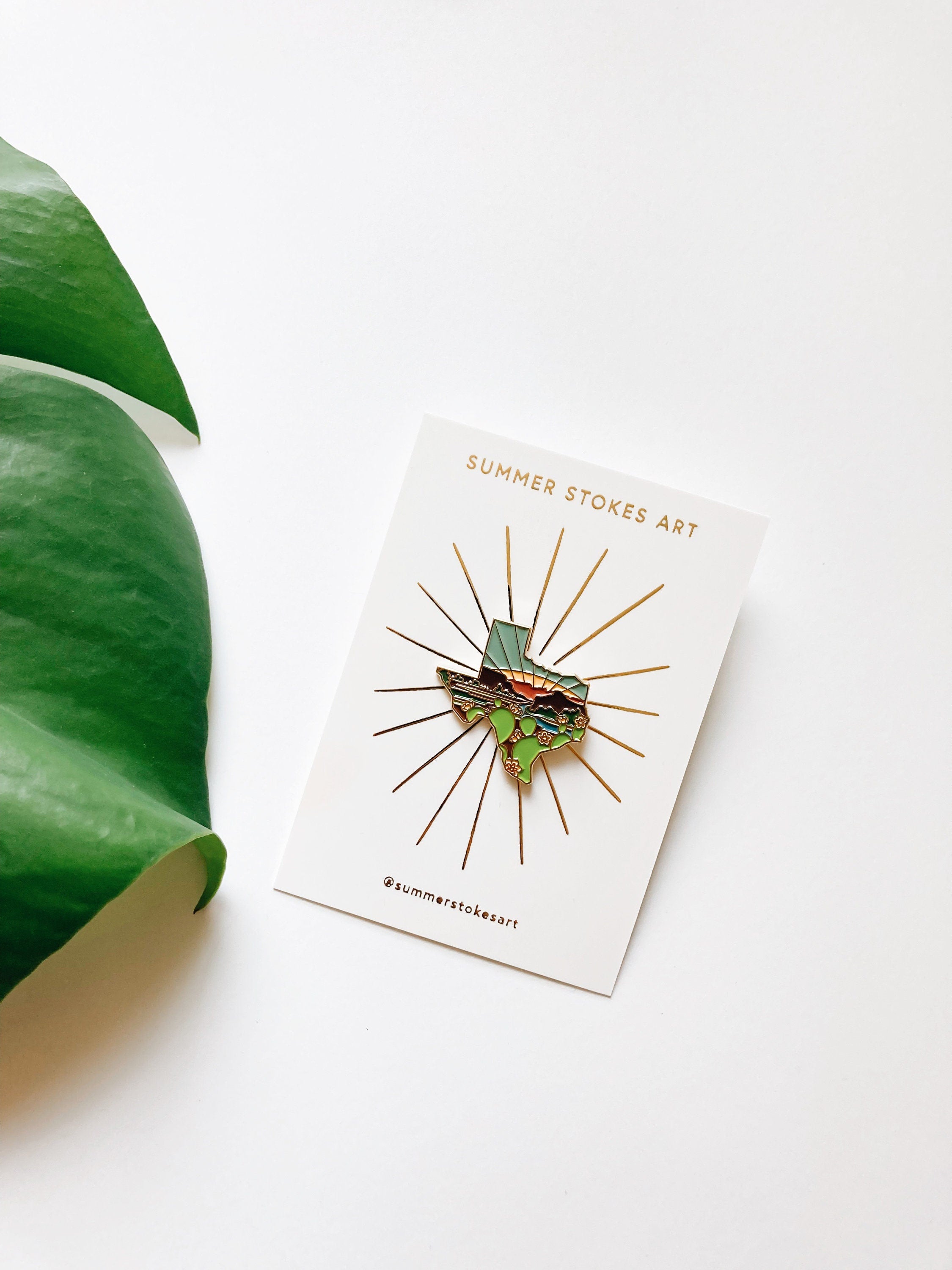 Texas Enamel Pin | Gold Soft Enamel Pin | Illustrated United State Pin | Butterfly Clasp | 1.25"