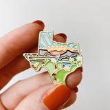 Texas Enamel Pin | Gold Soft Enamel Pin | Illustrated United State Pin | Butterfly Clasp | 1.25"