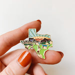 Texas Enamel Pin | Gold Soft Enamel Pin | Illustrated United State Pin | Butterfly Clasp | 1.25"