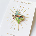 Texas Enamel Pin | Gold Soft Enamel Pin | Illustrated United State Pin | Butterfly Clasp | 1.25"