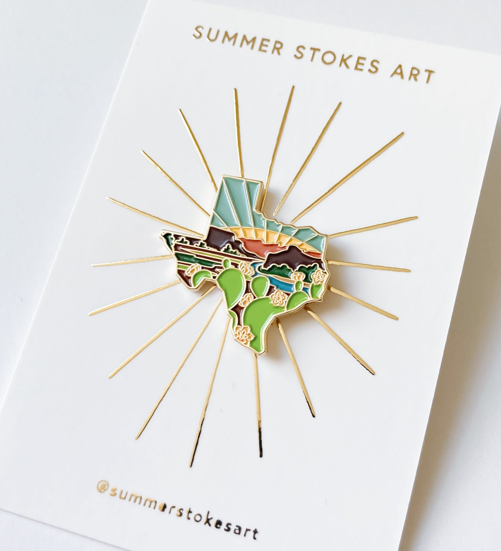 Texas Enamel Pin | Gold Soft Enamel Pin | Illustrated United State Pin | Butterfly Clasp | 1.25"