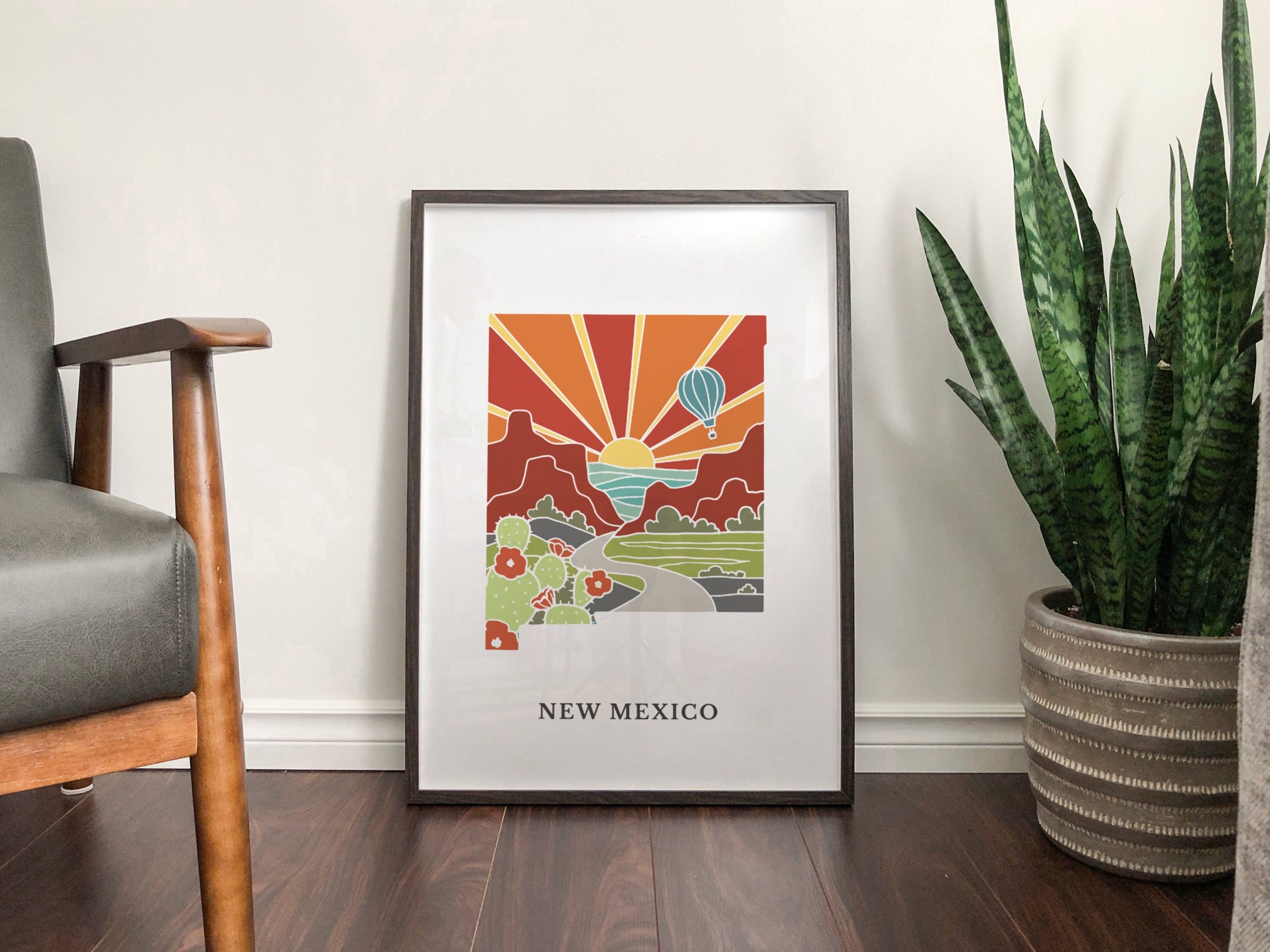 New Mexico Art Print | State Wall Art | 5x7, 8x10, 11x14, 16x20 Archival Art Print | New Mexico Outline Poster | New Mexico Illustration