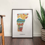 Vermont Physical Art Print | State Wall Art | 5x7, 8x10, 11x14, 16x20 Archival Art Print | Vermont Illustrated Poster