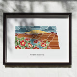 North Dakota Physical Art Print | State Wall Art | 5x7, 8x10, 11x14, 16x20 Archival Art Print | North Dakota Illustrated Poster