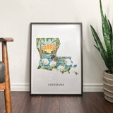 Louisiana Physical Art Print | State Wall Art | 5x7, 8x10, 11x14, 16x20 Archival Art Print | Louisiana Illustrated Poster