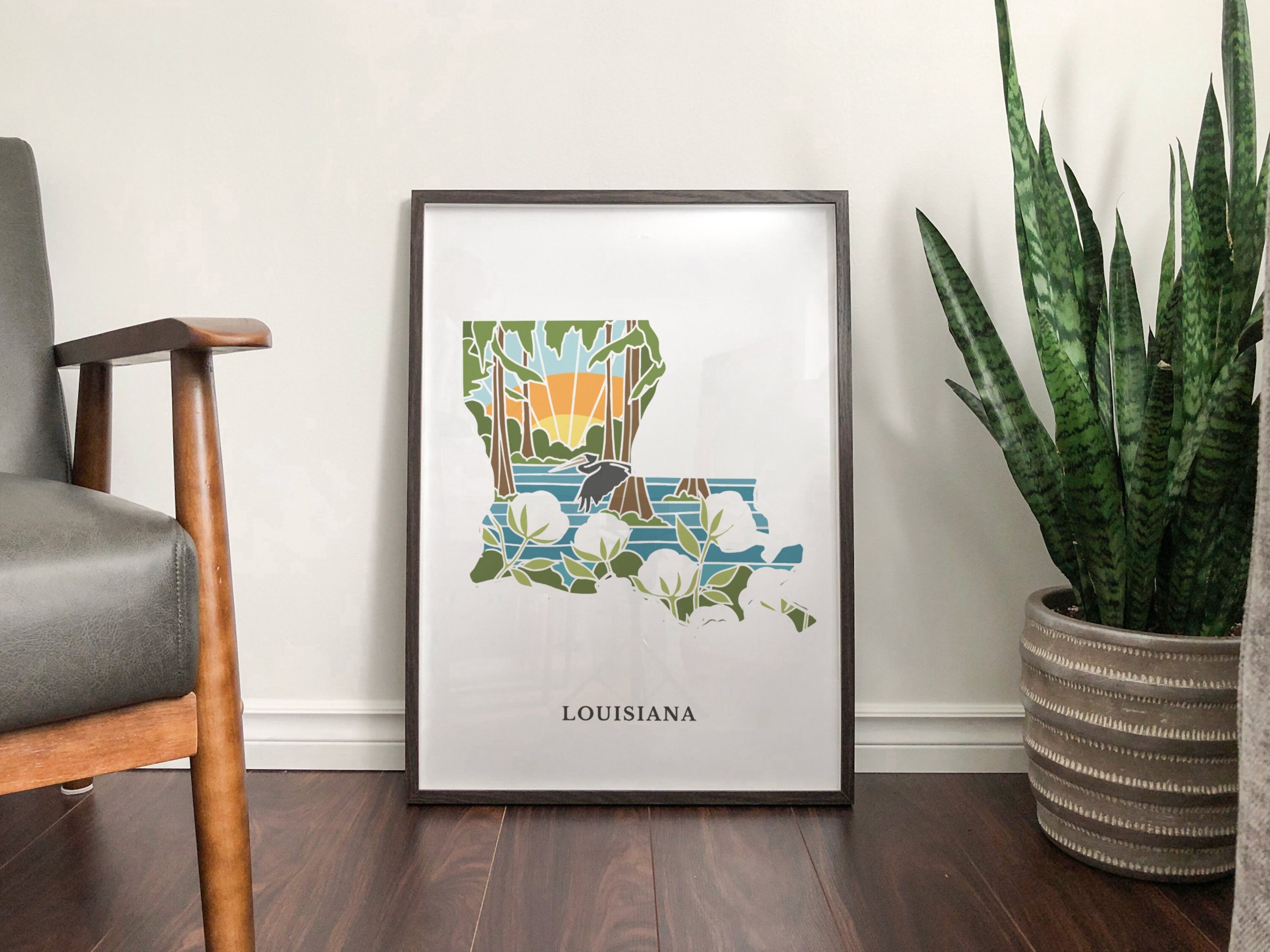 Louisiana Physical Art Print | State Wall Art | 5x7, 8x10, 11x14, 16x20 Archival Art Print | Louisiana Illustrated Poster