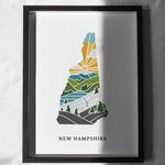 New Hampshire Physical Art Print | State Wall Art | 5x7, 8x10, 11x14, 16x20 Archival Art Print | New Hampshire Illustrated Poster