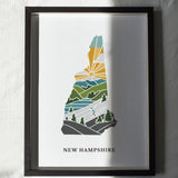 New Hampshire Physical Art Print | State Wall Art | 5x7, 8x10, 11x14, 16x20 Archival Art Print | New Hampshire Illustrated Poster