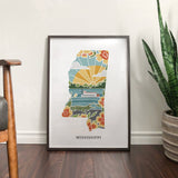 Mississippi Physical Art Print | State Wall Art | 5x7, 8x10, 11x14, 16x20 Archival Art Print | Mississippi Illustrated Poster