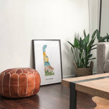 Delaware Physical Art Print | State Wall Art | 5x7, 8x10, 11x14, 16x20 Archival Art Print | Delaware Illustrated Poster