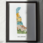 Delaware Physical Art Print | State Wall Art | 5x7, 8x10, 11x14, 16x20 Archival Art Print | Delaware Illustrated Poster
