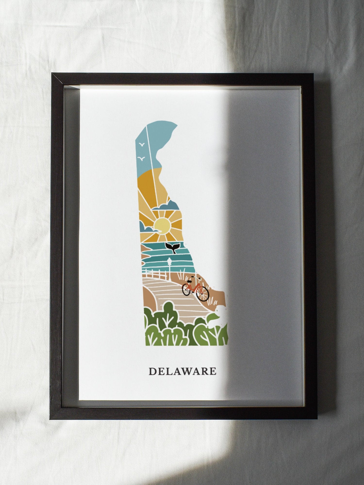Delaware Physical Art Print | State Wall Art | 5x7, 8x10, 11x14, 16x20 Archival Art Print | Delaware Illustrated Poster