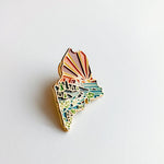 Maine Enamel Pin | Gold Soft Enamel Pin | Illustrated United States Pin | Butterfly Clasp | 1.25"
