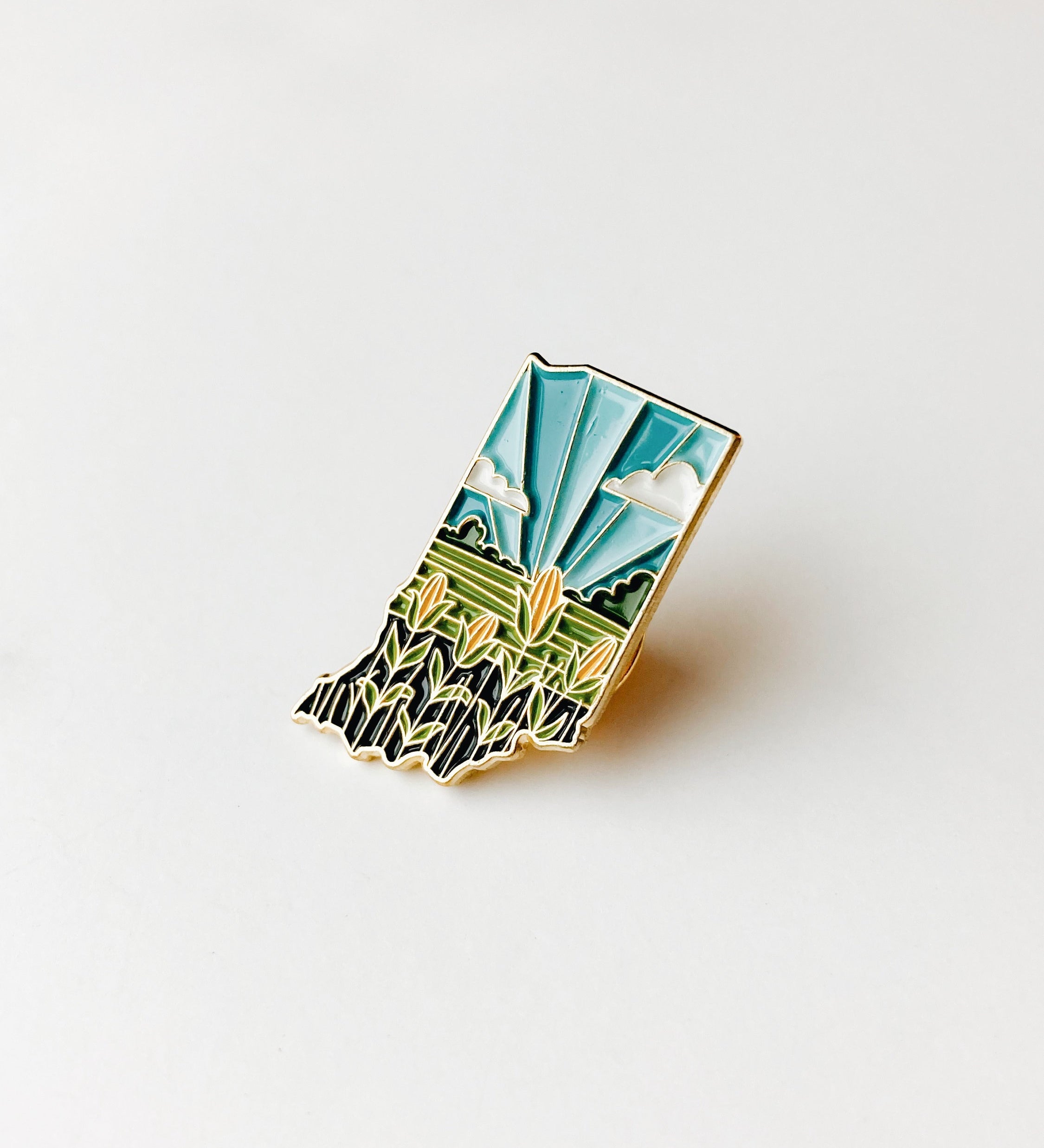Indiana Enamel Pin | Gold Soft Enamel Pin | Illustrated United States Pin | Butterfly Clasp | 1.25"