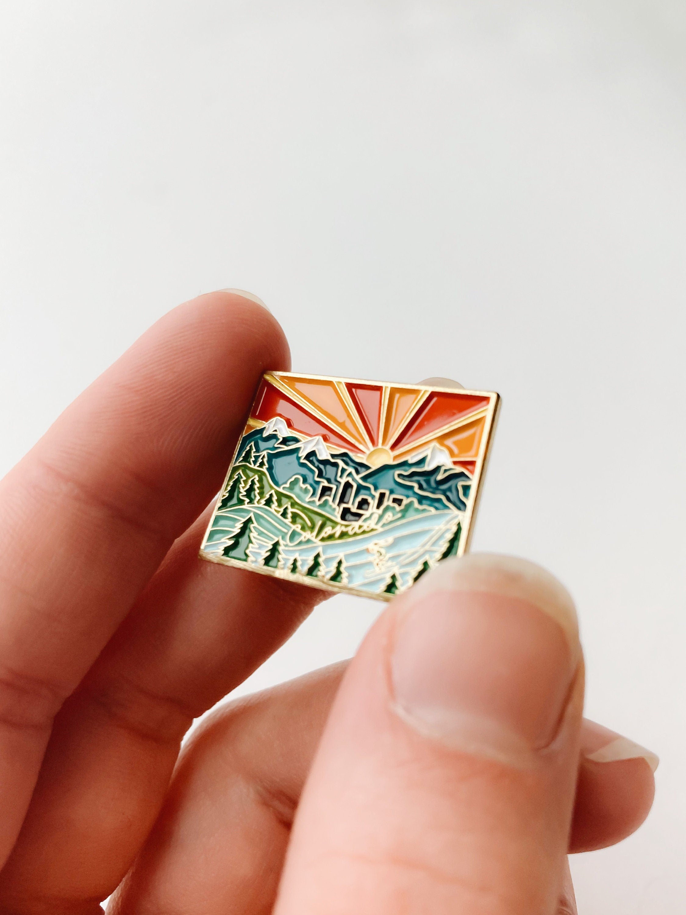 Colorado Enamel Pin | Gold Soft Enamel Pin | Illustrated United States Pin | Butterfly Clasp | 1.25"