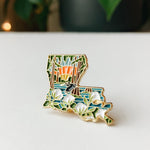 Louisiana Enamel Pin | Gold Soft Enamel Pin | Illustrated United States Pin | Butterfly Clasp | 1.25"