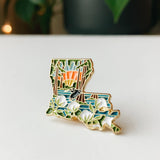 Louisiana Enamel Pin | Gold Soft Enamel Pin | Illustrated United States Pin | Butterfly Clasp | 1.25"