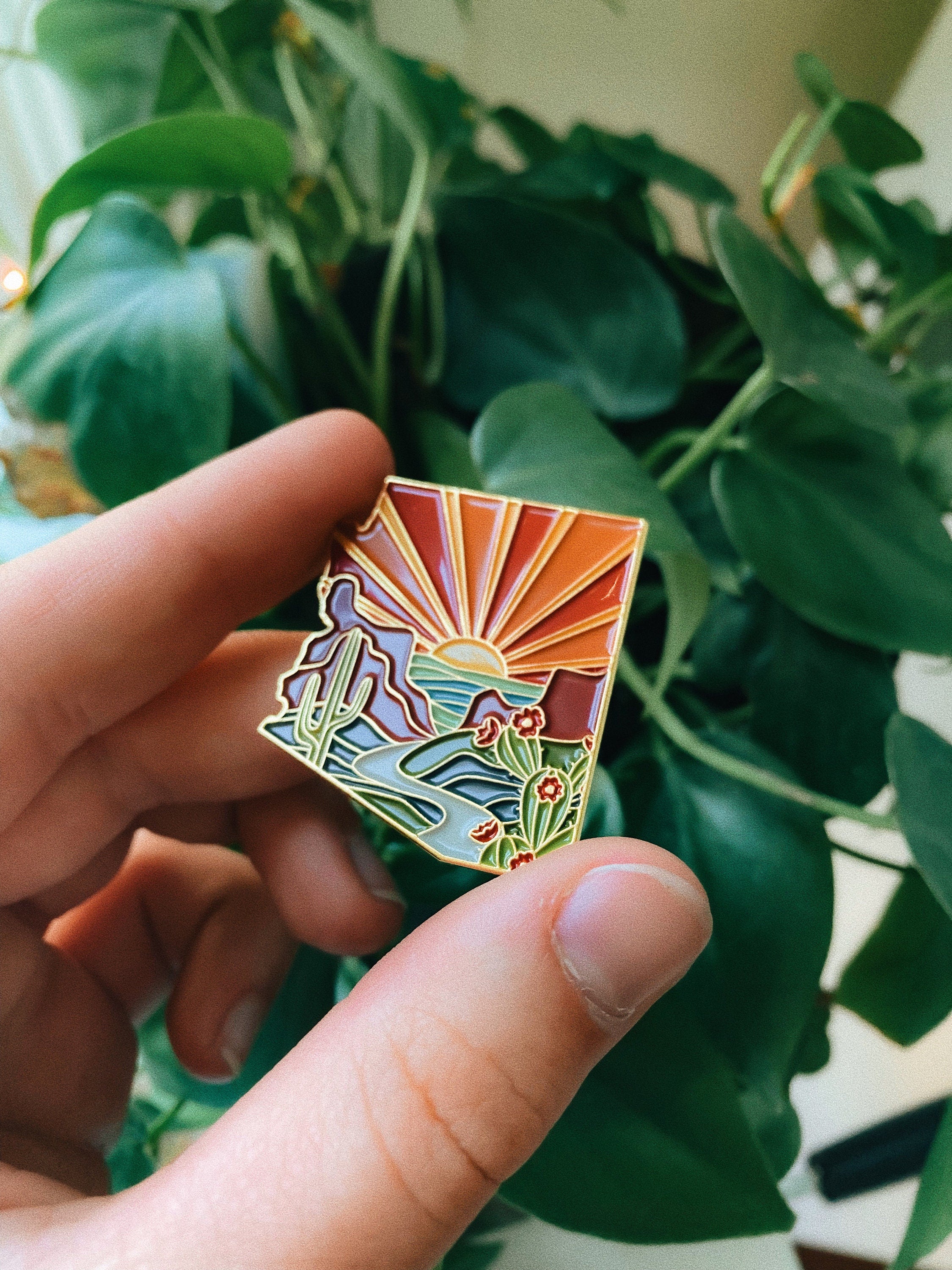 Arizona Enamel Pin | Gold Soft Enamel Pin | Illustrated United State Pin | Butterfly Clasp | 1.5"