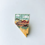 Nevada Enamel Pin | Gold Soft Enamel Pin | Illustrated United State Pin | Butterfly Clasp | 1.25"
