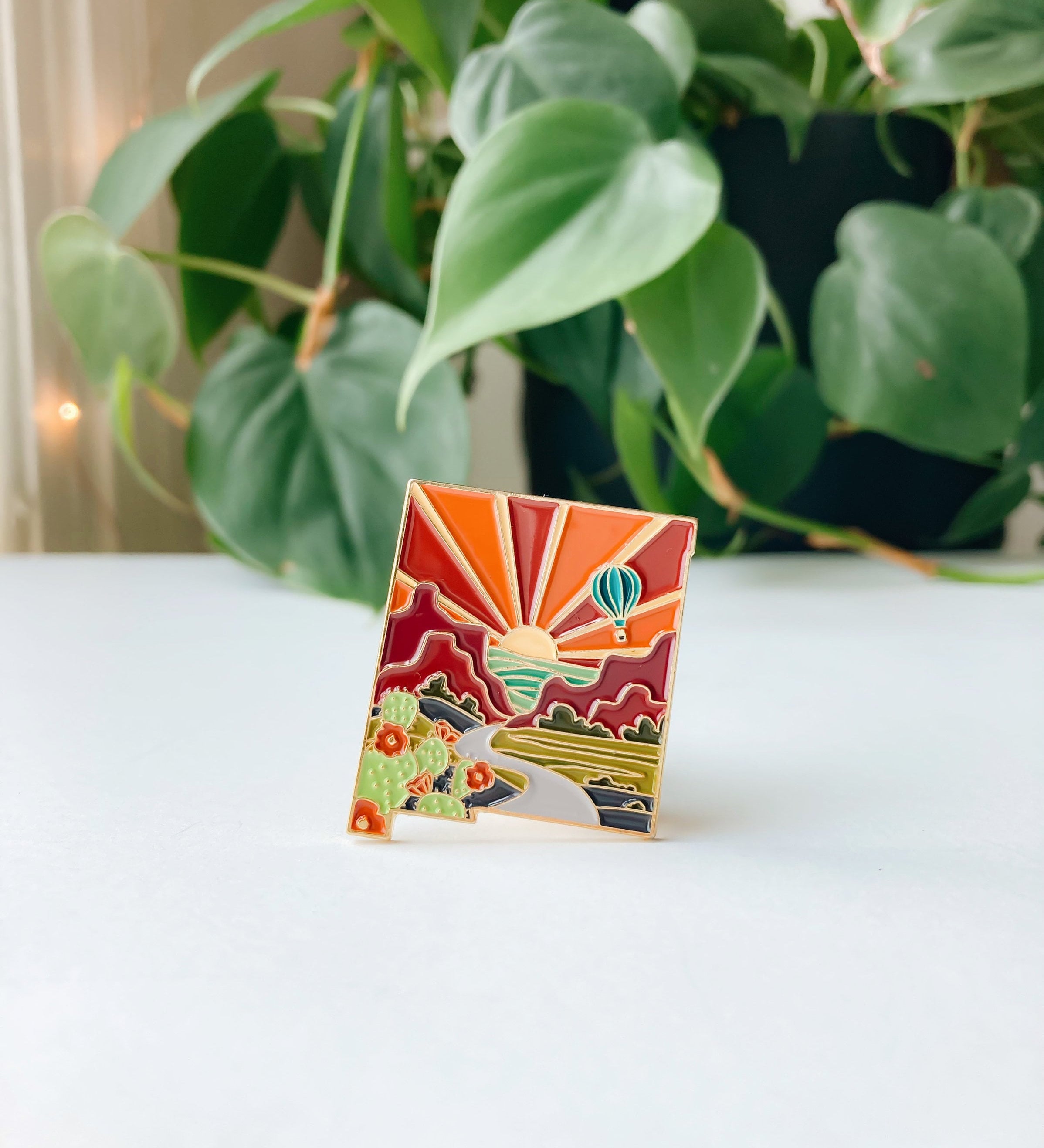 New Mexico Enamel Pin | Gold Soft Enamel Pin | Illustrated United State Pin | Butterfly Clasp | 1.25"